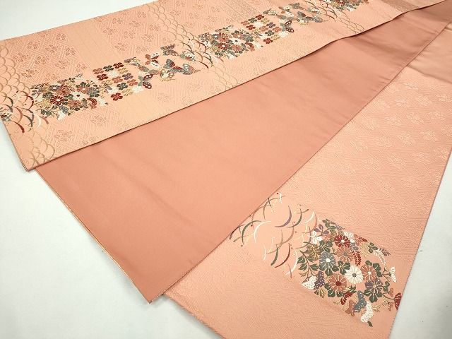 平和屋着物◎六通太鼓柄袋帯　能趣小花文様　金糸　逸品　CAAI1267ku
