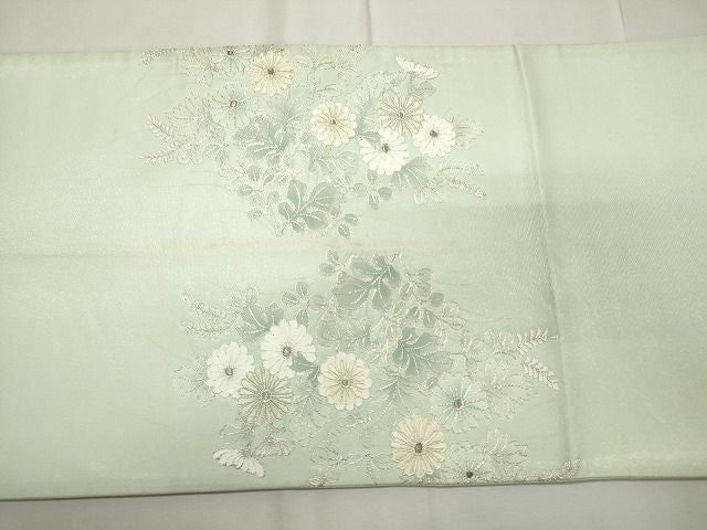 平和屋着物◎太鼓柄袋帯 雲取り菊萩文 銀糸 逸品 CAAG5538ak