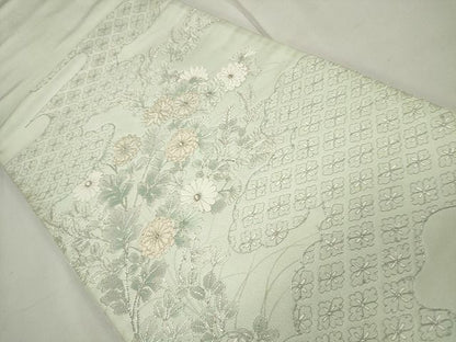 平和屋着物◎太鼓柄袋帯 雲取り菊萩文 銀糸 逸品 CAAG5538ak
