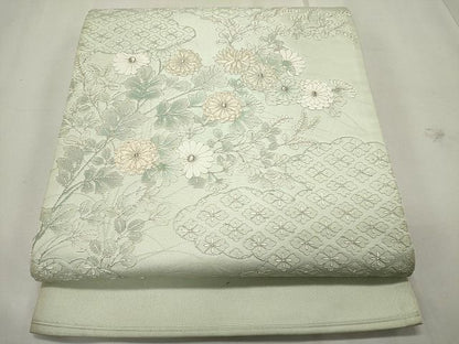平和屋着物◎太鼓柄袋帯 雲取り菊萩文 銀糸 逸品 CAAG5538ak