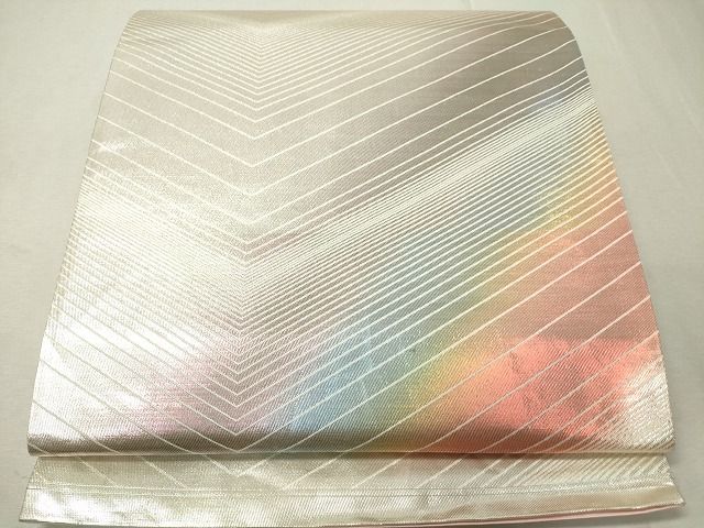 平和屋着物◎六通柄袋帯 吉祥文 銀糸 逸品 CAAI1341ak