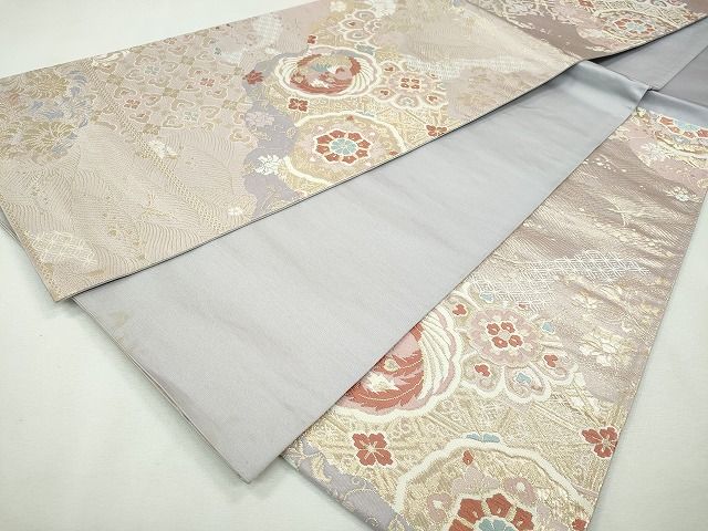 平和屋着物◎六通柄袋帯　正倉院鳳凰草花文　金糸　逸品　CAAI1285ku