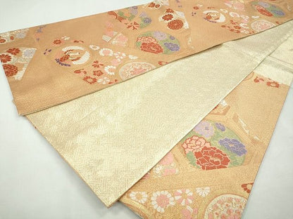 平和屋着物◎佐賀錦 六通柄袋帯 鳳凰草花丸文 金糸 逸品 CAAI1281ku