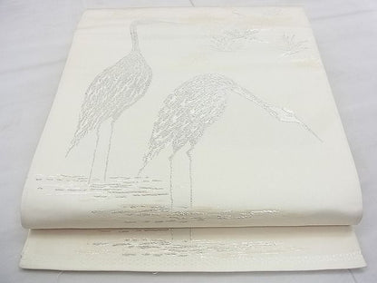 平和屋着物◎西陣 六通柄袋帯 鶴松 銀糸 逸品 BAAJ9011qt
