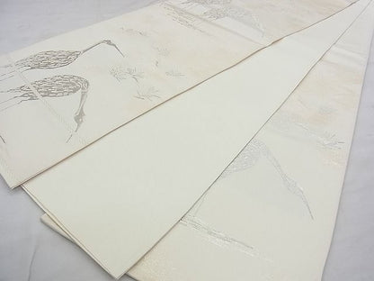 平和屋着物◎西陣 六通柄袋帯 鶴松 銀糸 逸品 BAAJ9011qt