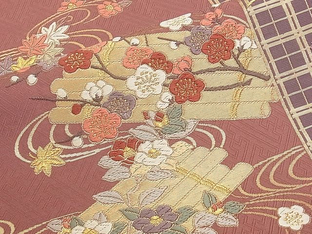 平和屋着物◎六通柄袋帯 唐織 花筏 金糸 鈴乃屋扱い 逸品 BAAJ9042qt