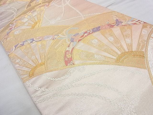 平和屋着物◎六通柄袋帯 唐織 源氏車青海波 金糸 逸品 BAAJ9068qt