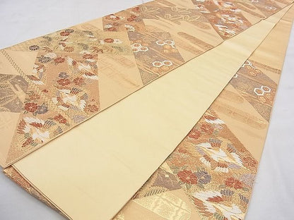 平和屋着物◎六通柄袋帯 唐織 宝尽くし檜垣文様 金糸 逸品 BAAJ9062qt