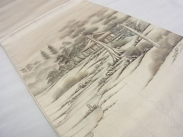 平和屋着物◎太鼓柄袋帯 作家物 手描き 京百景 三千院 引箔 逸品 BAAJ9061qt