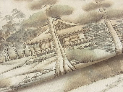 平和屋着物◎太鼓柄袋帯 作家物 手描き 京百景 三千院 引箔 逸品 BAAJ9061qt