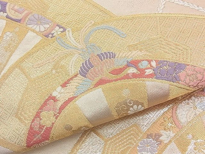 平和屋着物◎六通柄袋帯 唐織 源氏車青海波 金糸 逸品 BAAJ9068qt