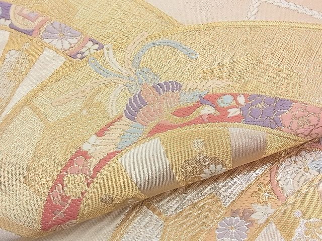 平和屋着物◎六通柄袋帯 唐織 源氏車青海波 金糸 逸品 BAAJ9068qt