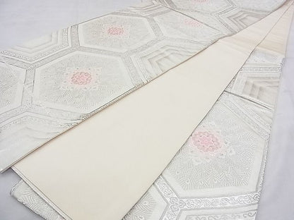 平和屋着物◎六通柄袋帯 唐織 正倉院亀甲文様 銀糸 逸品 BAAK0201qt