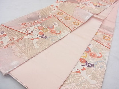 平和屋着物◎六通柄袋帯 唐織 慶長花車文 金糸 逸品 BAAK0202qt