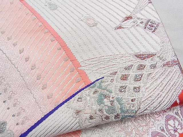 平和屋着物◎佐賀錦 六通柄袋帯 唐織 孔雀 銀糸 逸品 BAAK0208qt
