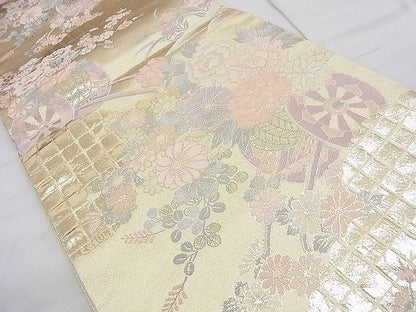平和屋着物◎六通柄袋帯 唐織 花車 金糸 逸品 BAAK0203qt