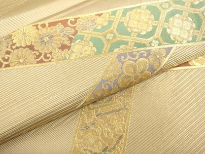 平和屋着物■六通柄袋帯　宝尽くし吉祥花文　金糸　逸品　DAAI4759du