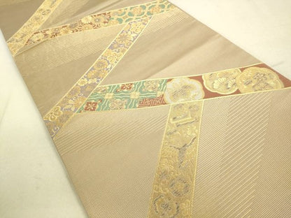 平和屋着物■六通柄袋帯　宝尽くし吉祥花文　金糸　逸品　DAAI4759du