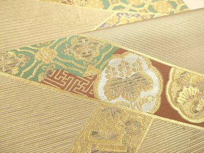 平和屋着物■六通柄袋帯　宝尽くし吉祥花文　金糸　逸品　DAAI4759du