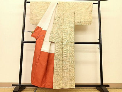 平和屋着物■上質な紬 幾何学文様 逸品 BAAK1777xi