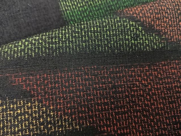 平和屋着物■上質な紬 駒刺繍 地紙花鳥文 金彩 逸品 BAAK1780xi