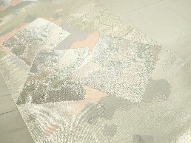 平和屋着物◎六通柄袋帯 雲源 色紙重ね立波文 銀糸 逸品 DAAH9354mz
