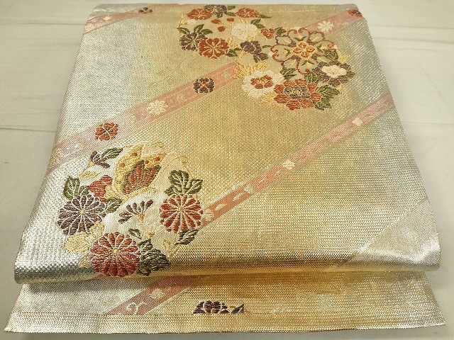 平和屋着物◎佐賀錦 六通柄袋帯 花蝶花丸文 金銀糸 逸品 DAAH9350mz