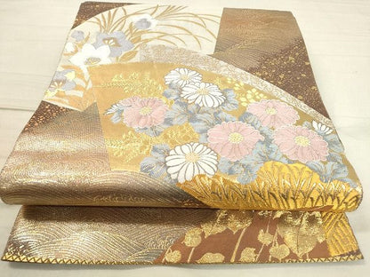 平和屋着物◎六通柄袋帯 地紙花文 金糸 逸品 DAAH9405mz
