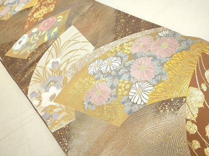 平和屋着物◎六通柄袋帯 地紙花文 金糸 逸品 DAAH9405mz
