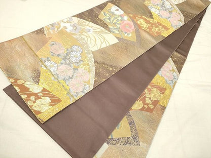 平和屋着物◎六通柄袋帯 地紙花文 金糸 逸品 DAAH9405mz