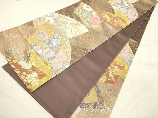 平和屋着物◎六通柄袋帯 地紙花文 金糸 逸品 DAAH9405mz