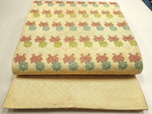 平和屋着物◎佐賀錦　六通柄袋帯　横段花文　金糸　逸品　DAAH9436mz