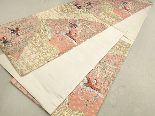 平和屋着物◎六通柄袋帯 唐織 重ね瀬間鳳凰花文 金糸 逸品 DAAH9446mz