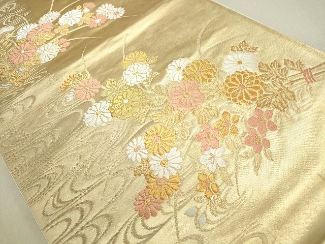 平和屋着物◎六通柄袋帯 霞草花文 金糸 引箔 逸品 DAAH9482mz