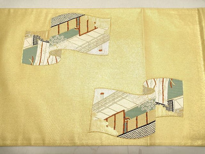 平和屋着物◎太鼓柄袋帯 女人風景文 金糸 引箔 鈴乃屋扱い 逸品 DAAI3197ya
