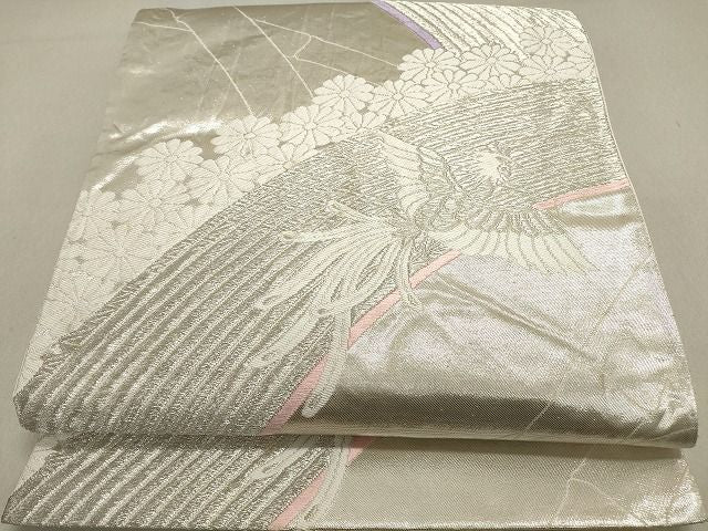 平和屋着物◎六通柄袋帯 唐織 鳳凰花文 銀糸 逸品 DAAI3189ya