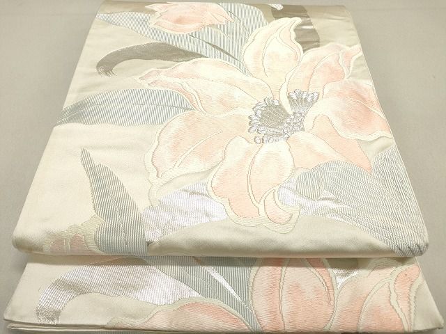 平和屋着物◎六通柄袋帯 草花文 銀糸 逸品 DAAI3190ya