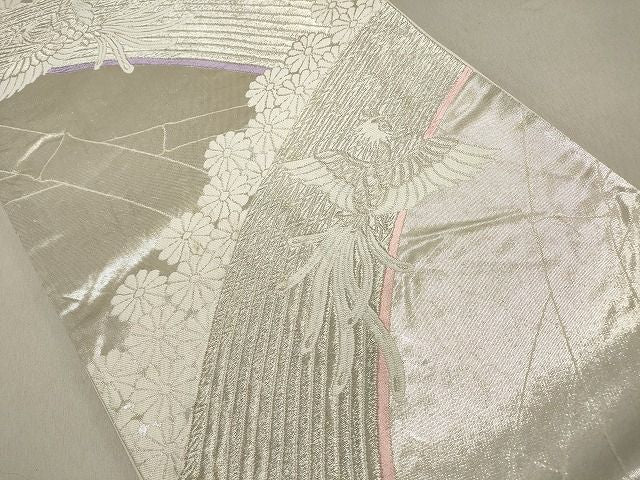 平和屋着物◎六通柄袋帯 唐織 鳳凰花文 銀糸 逸品 DAAI3189ya
