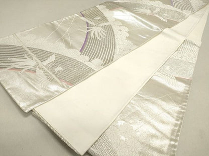 平和屋着物◎六通柄袋帯 唐織 鳳凰花文 銀糸 逸品 DAAI3189ya