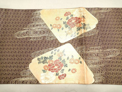 平和屋着物◎太鼓柄袋帯 流水草花文 金糸 金彩 逸品 DAAI3218ya
