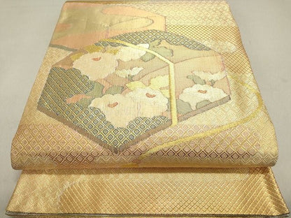 平和屋着物◎佐賀錦　両面　六通柄　本袋帯　文箱花文　金銀糸　逸品　DAAI3229ya