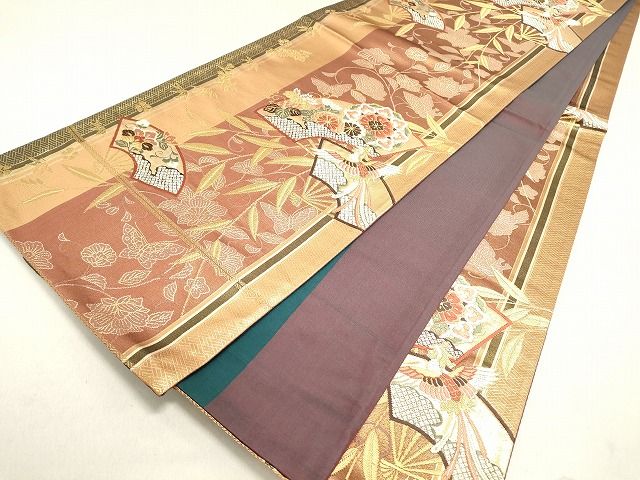 平和屋着物◎六通柄袋帯 唐織 地紙鳳凰花文 金糸 逸品 DAAI3228ya