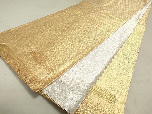 平和屋着物◎佐賀錦　両面　六通柄　本袋帯　文箱花文　金銀糸　逸品　DAAI3229ya