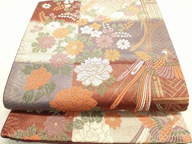 平和屋着物◎六通柄袋帯 鳳凰花文 金糸 逸品 DAAI3244ya