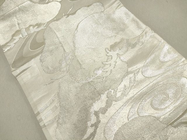 平和屋着物◎六通柄袋帯 流水松文 銀糸 逸品 DAAI3243ya