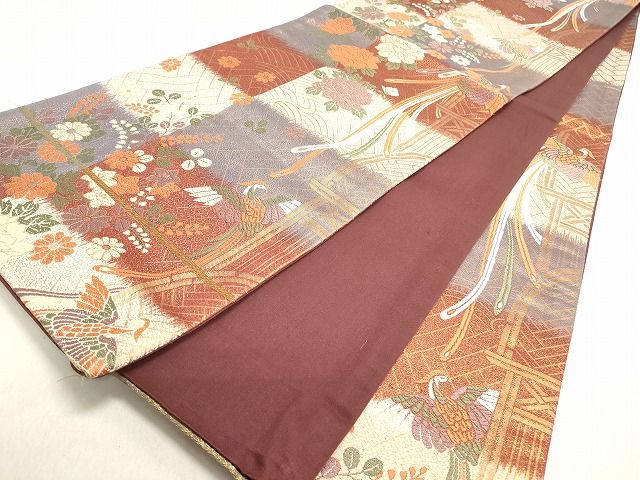 平和屋着物◎六通柄袋帯 鳳凰花文 金糸 逸品 DAAI3244ya