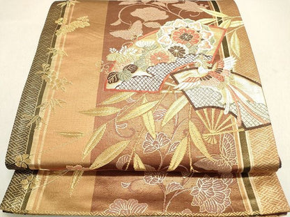 平和屋着物◎六通柄袋帯 唐織 地紙鳳凰花文 金糸 逸品 DAAI3228ya