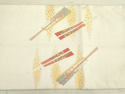 平和屋着物◎綴れ 太鼓柄袋帯 貝桶絵扇文 金糸 逸品 DAAH4974yyy