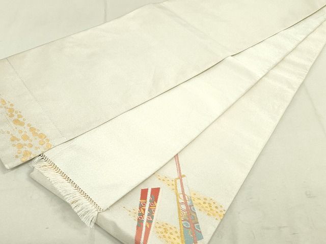 平和屋着物◎綴れ 太鼓柄袋帯 貝桶絵扇文 金糸 逸品 DAAH4974yyy