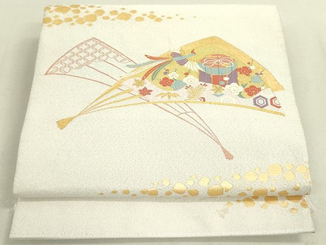 平和屋着物◎綴れ 太鼓柄袋帯 貝桶絵扇文 金糸 逸品 DAAH4974yyy